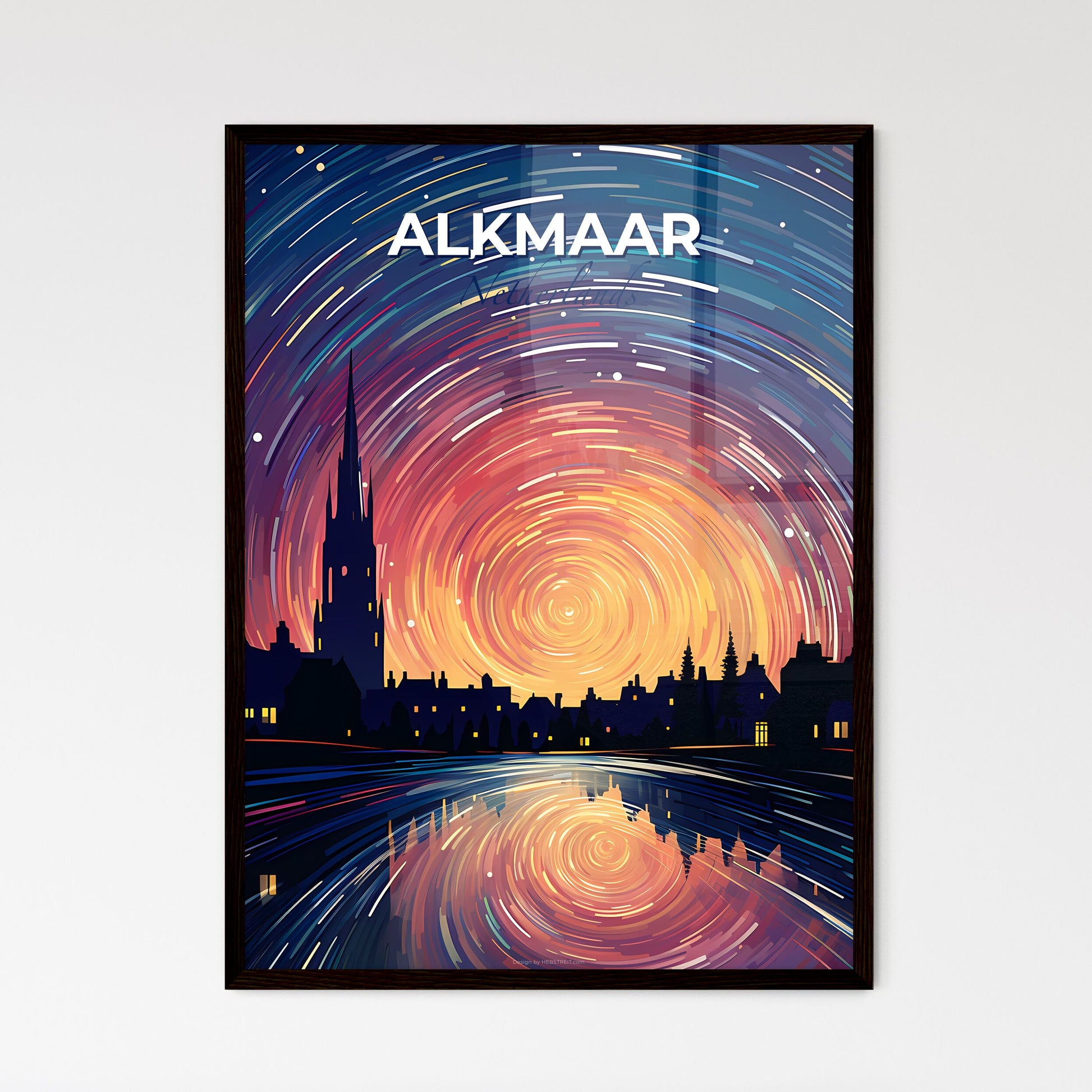 Alkmaar, Netherlands, A Poster of a colorful swirly swirls in the sky over Radio City Music Hall Default Title
