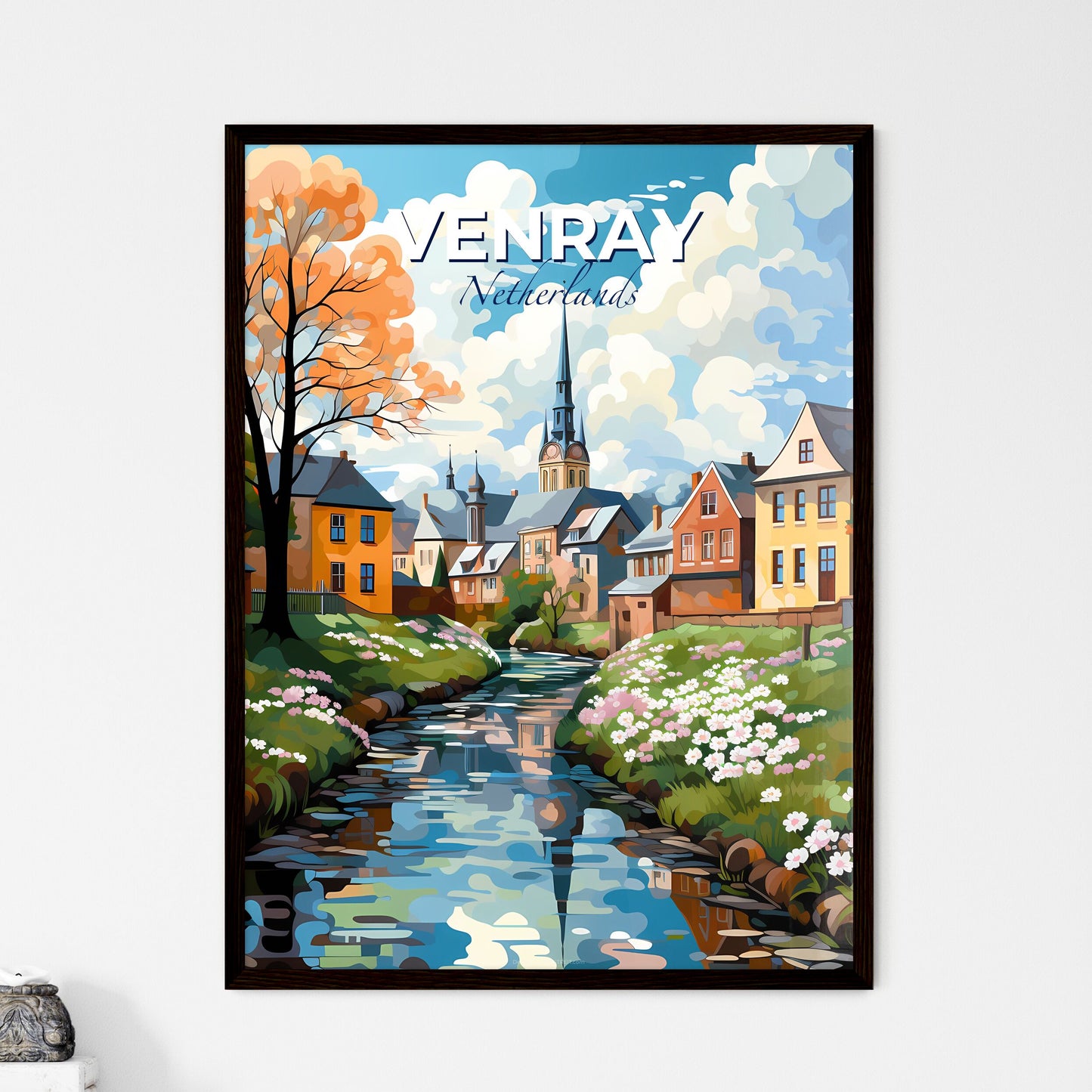 Venray, Netherlands, A Poster of a painting of a river running through a town Default Title