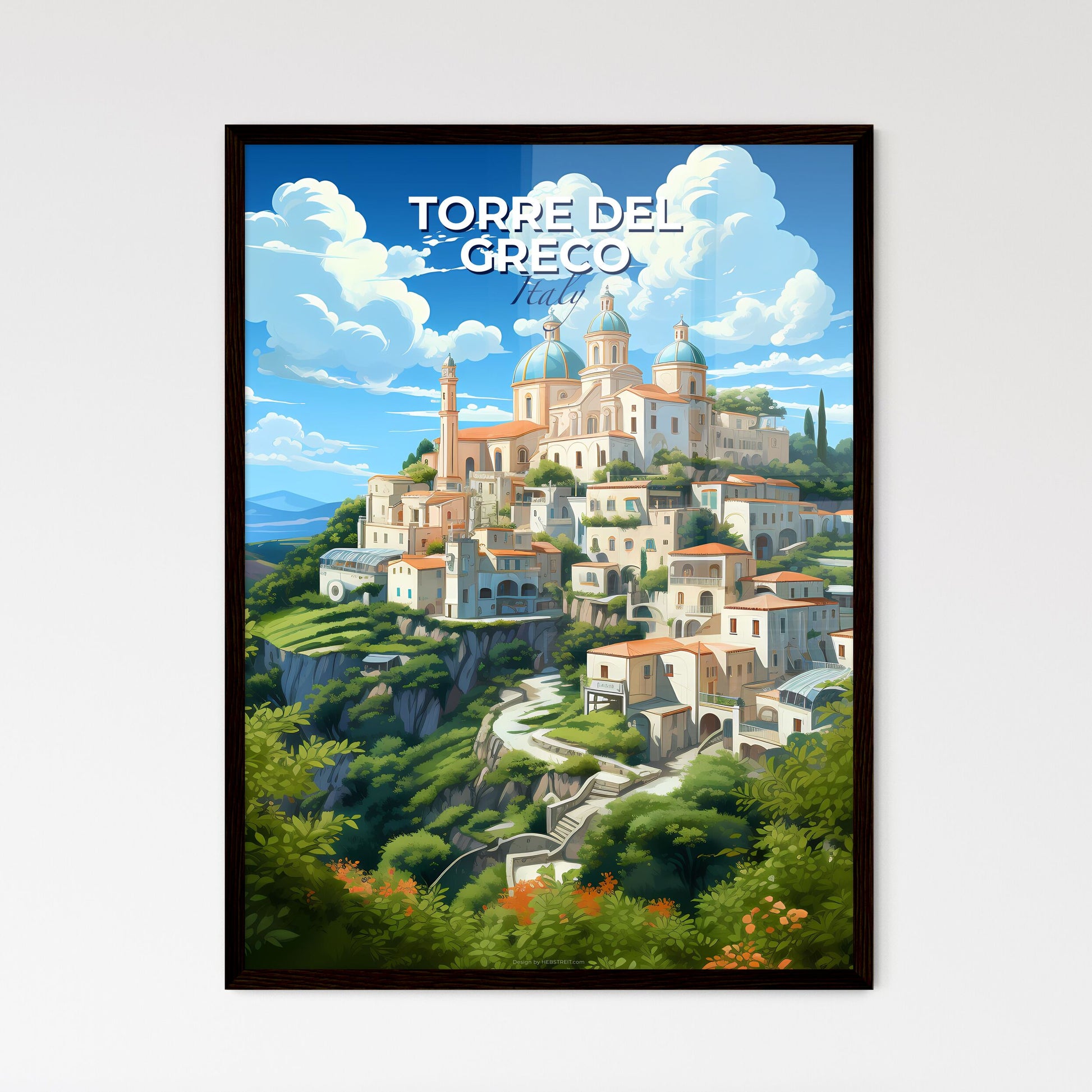 Torre Del Greco, Italy, A Poster of a painting of a city on a hill Default Title