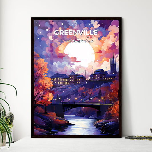 Greenville, North Carolina, A Poster of a painting of a city with a bridge and a river Default Title