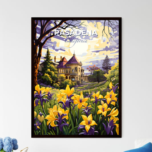 Pasadena, California, A Poster of a painting of a house with yellow flowers Default Title