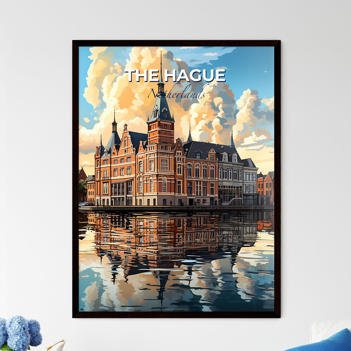 The Hague, Netherlands, A Poster of a building next to a body of water Default Title