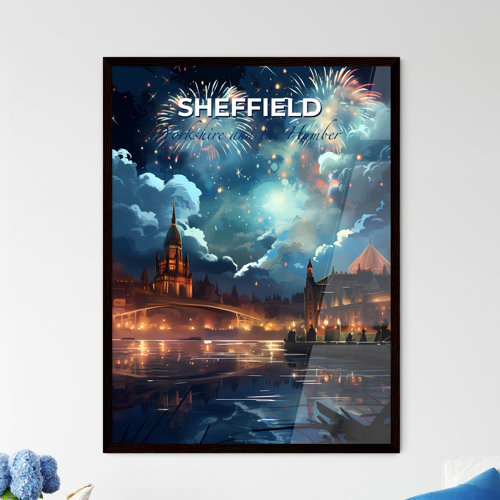 Sheffield, Yorkshire and the Humber, A Poster of fireworks over a city Default Title