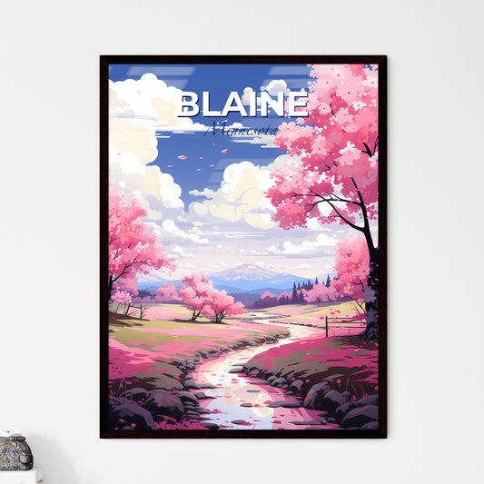 Blaine, Minnesota, A Poster of a stream running through a field with pink trees Default Title
