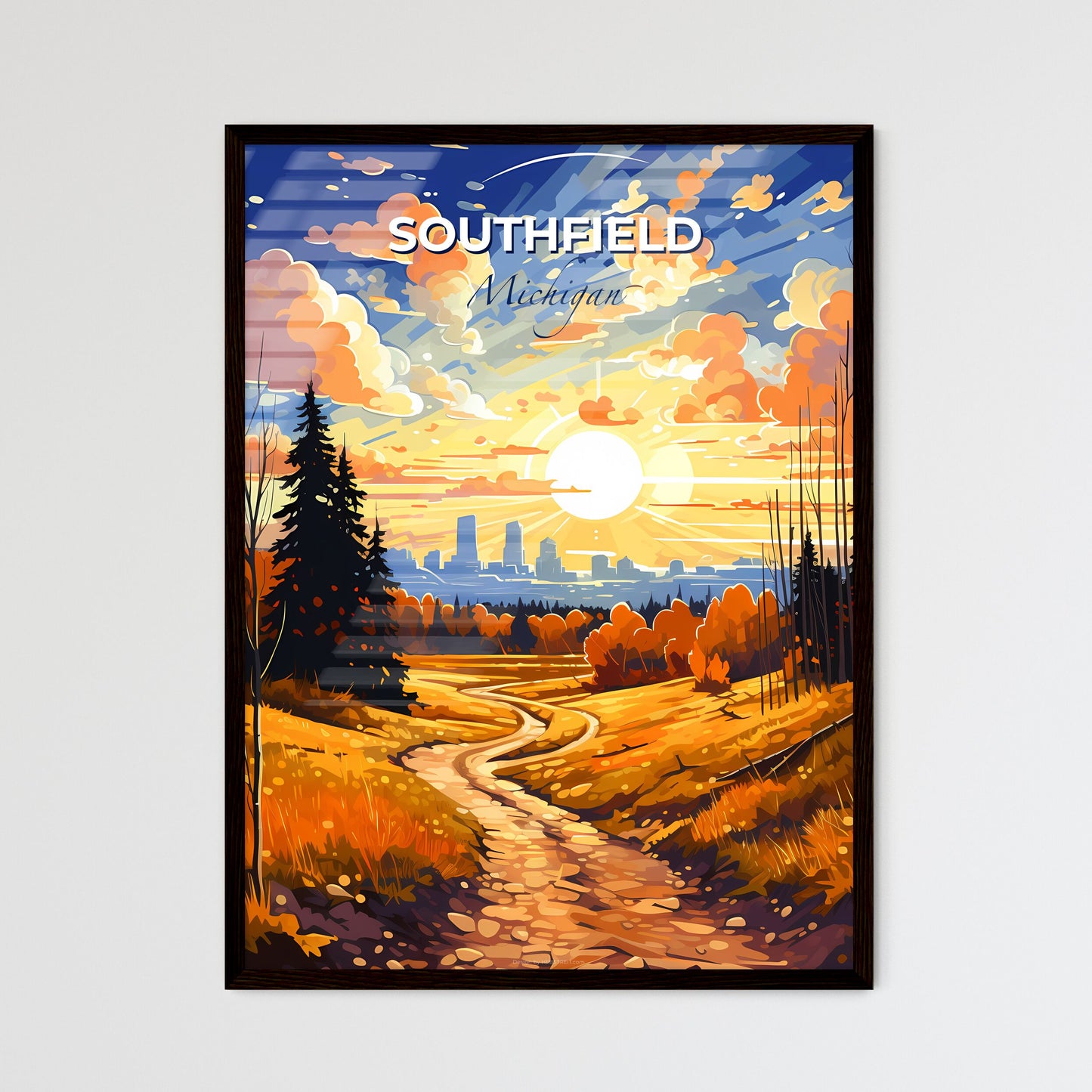 Southfield, Michigan, A Poster of a painting of a road through a forest Default Title