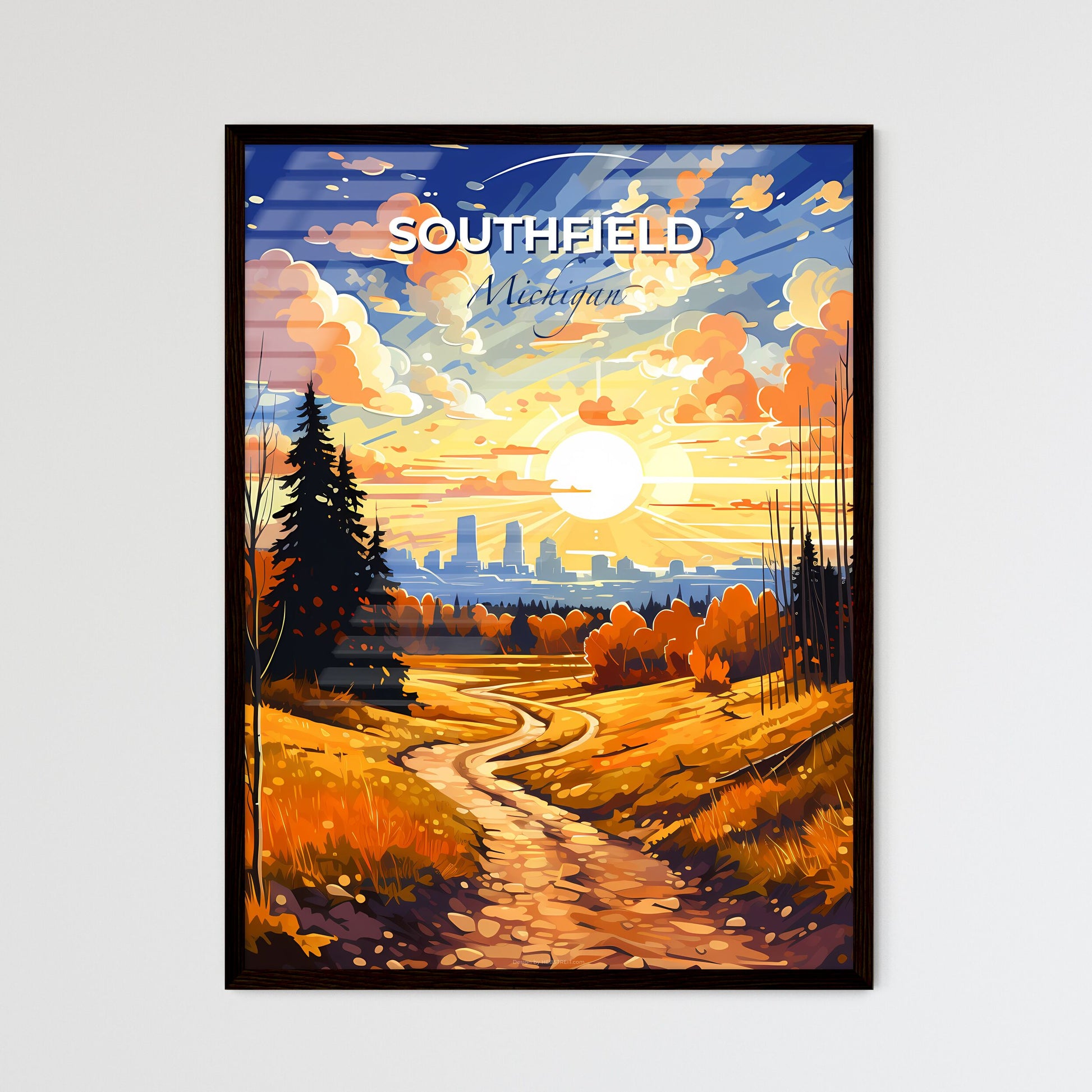 Southfield, Michigan, A Poster of a painting of a road through a forest Default Title