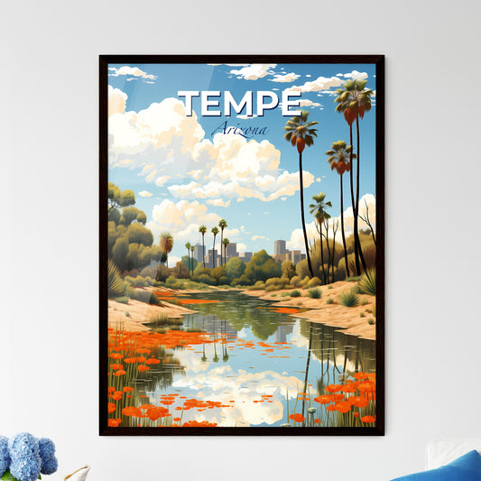 Tempe, Arizona, A Poster of a river with orange flowers and trees Default Title