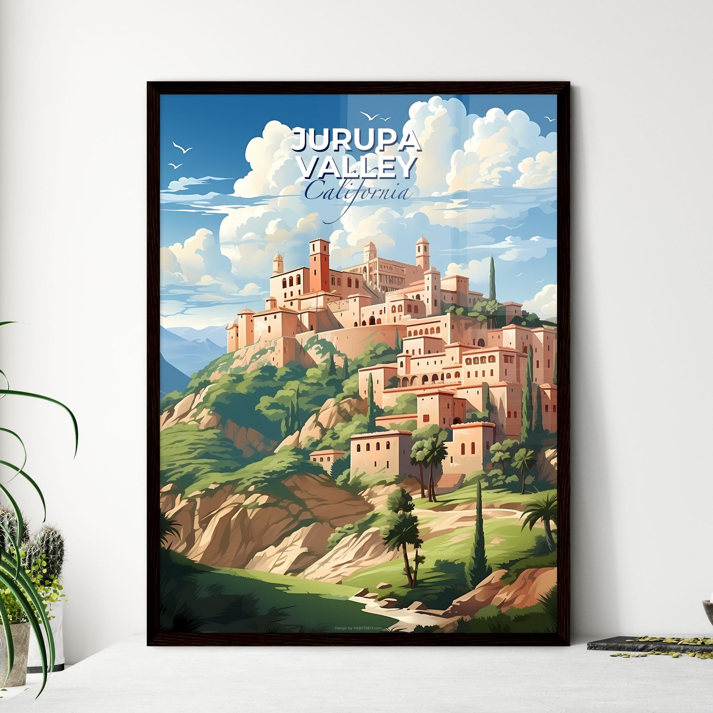Jurupa Valley, California, A Poster of a cartoon of a castle on a hill Default Title
