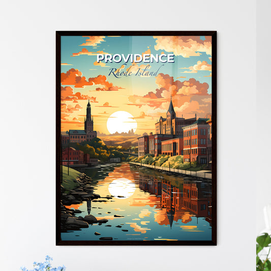 Providence, Rhode Island, A Poster of a river with a city and a sunset Default Title
