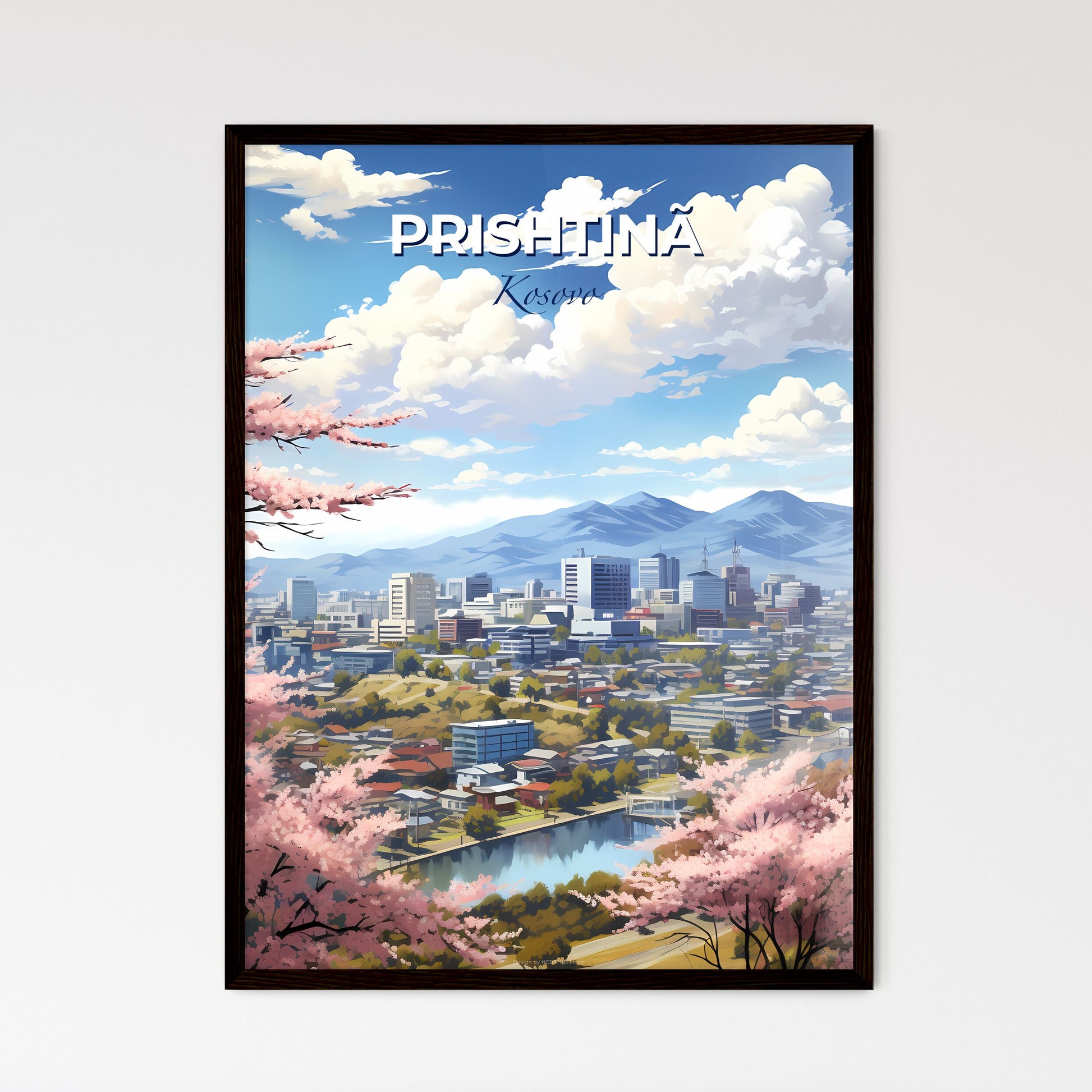 Prishtinã, Kosovo, A Poster of a city with pink flowers Default Title
