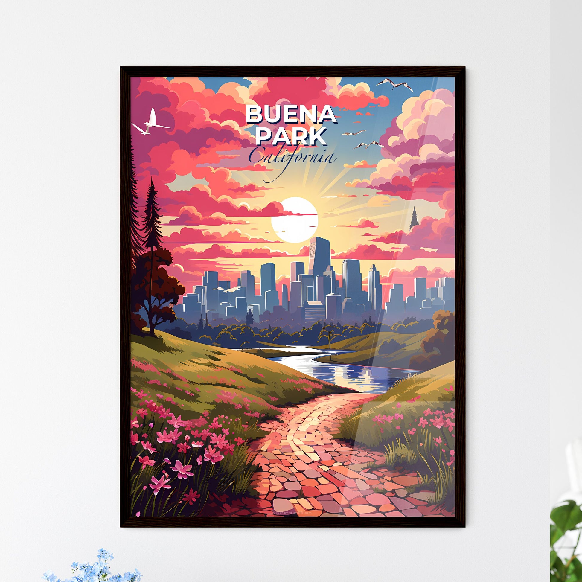 Buena Park, California, A Poster of a brick path leading to a city Default Title