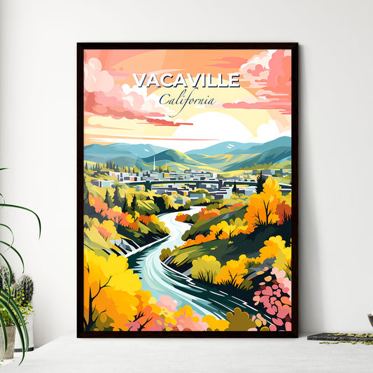 Vacaville, California, A Poster of a river running through a valley with trees and buildings Default Title
