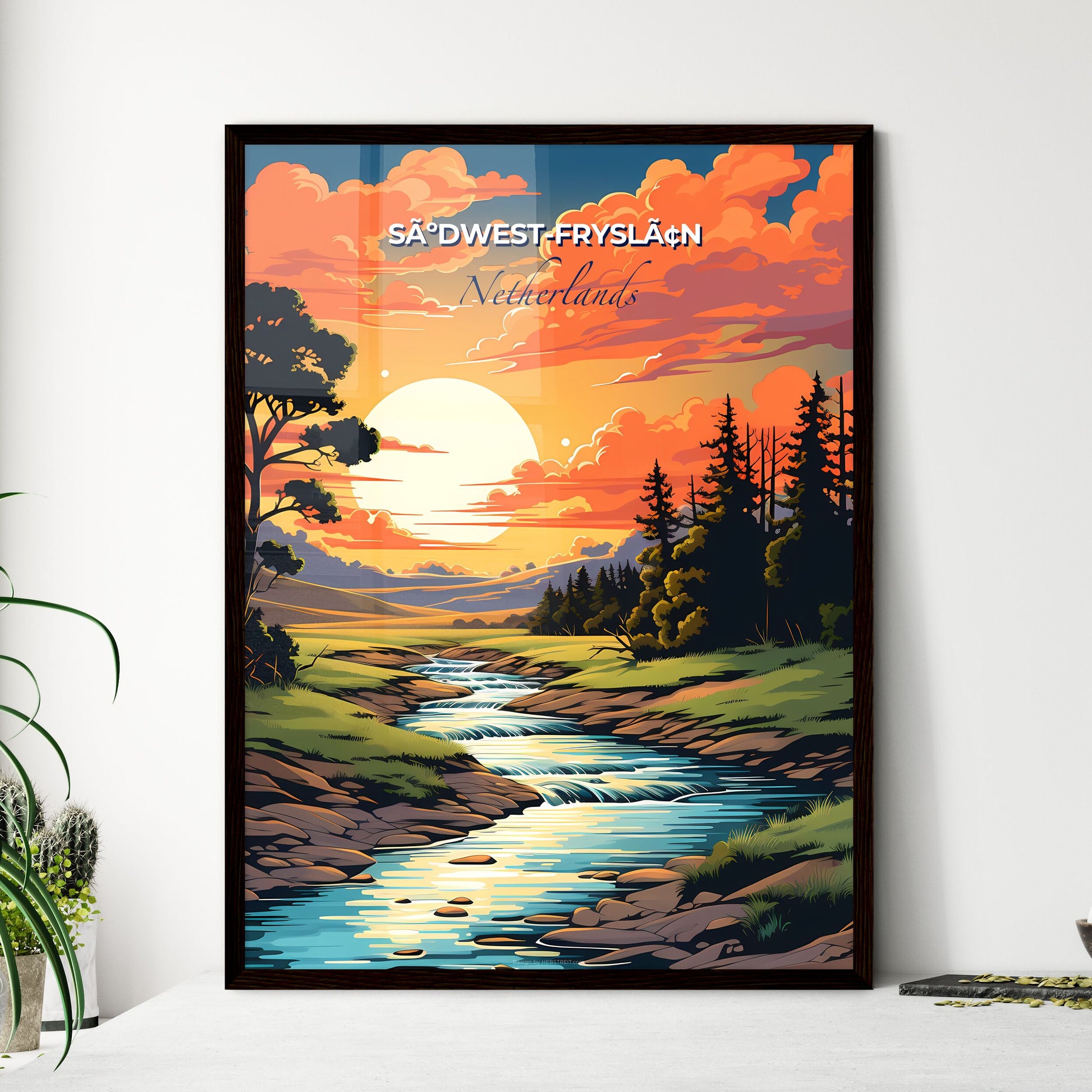 SãºDwest-Fryslã¢N, Netherlands, A Poster of a river running through a forest Default Title