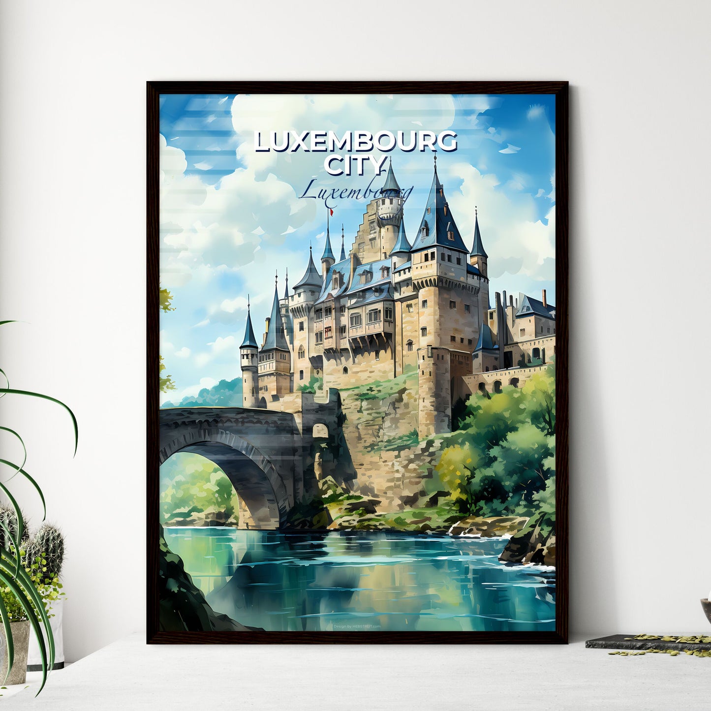 Luxembourg City, Luxembourg, A Poster of a castle with a bridge over a river Default Title