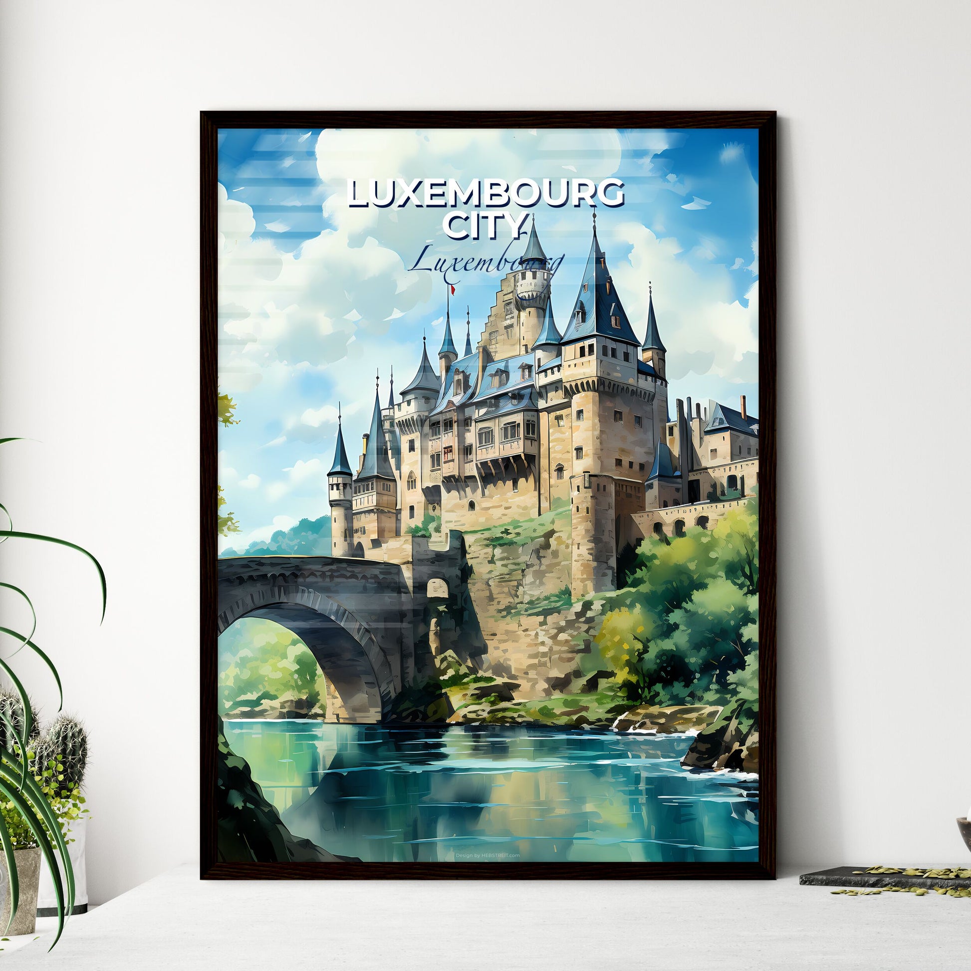 Luxembourg City, Luxembourg, A Poster of a castle with a bridge over a river Default Title