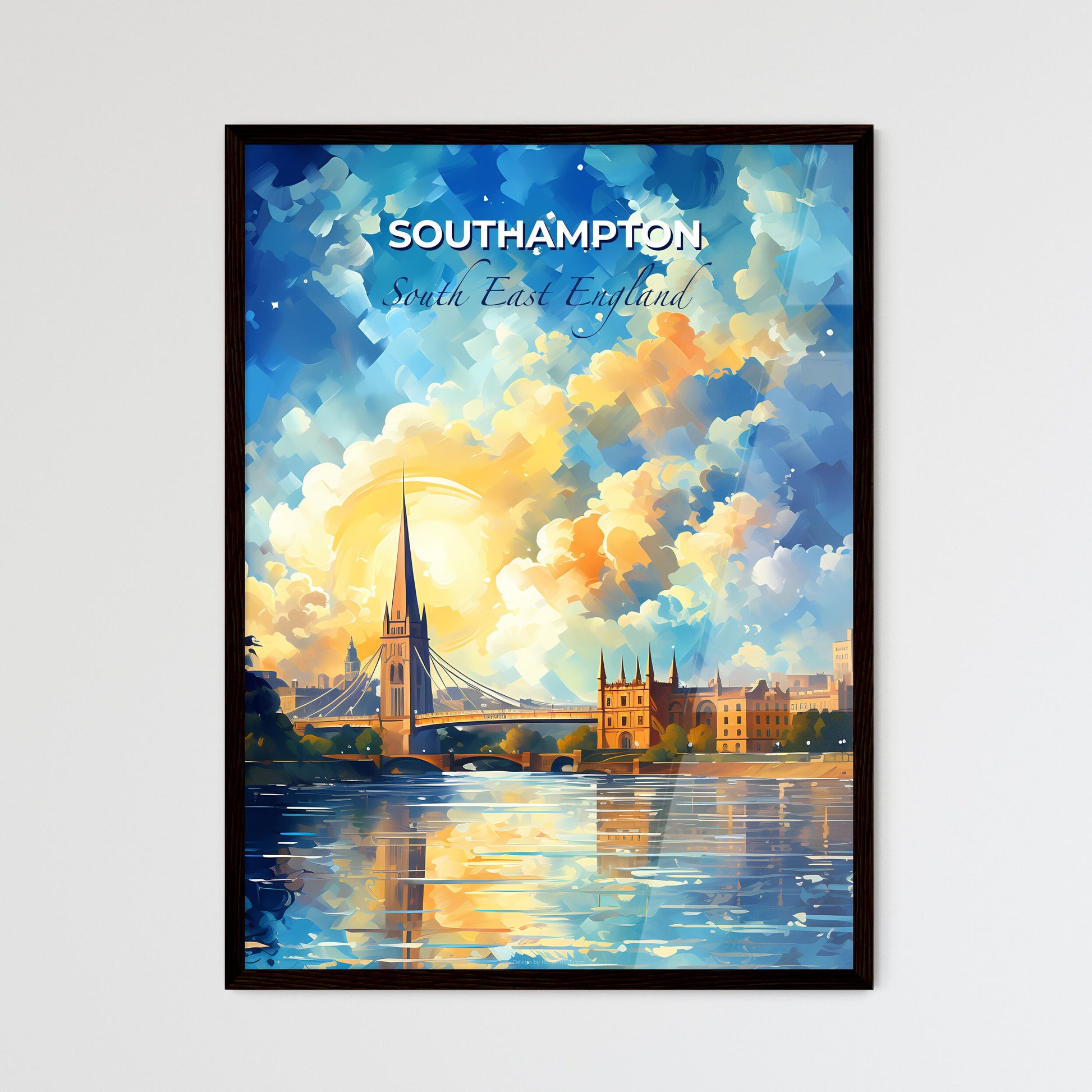 Southampton, South East England, A Poster of a bridge over water with a church and a building in the background Default Title