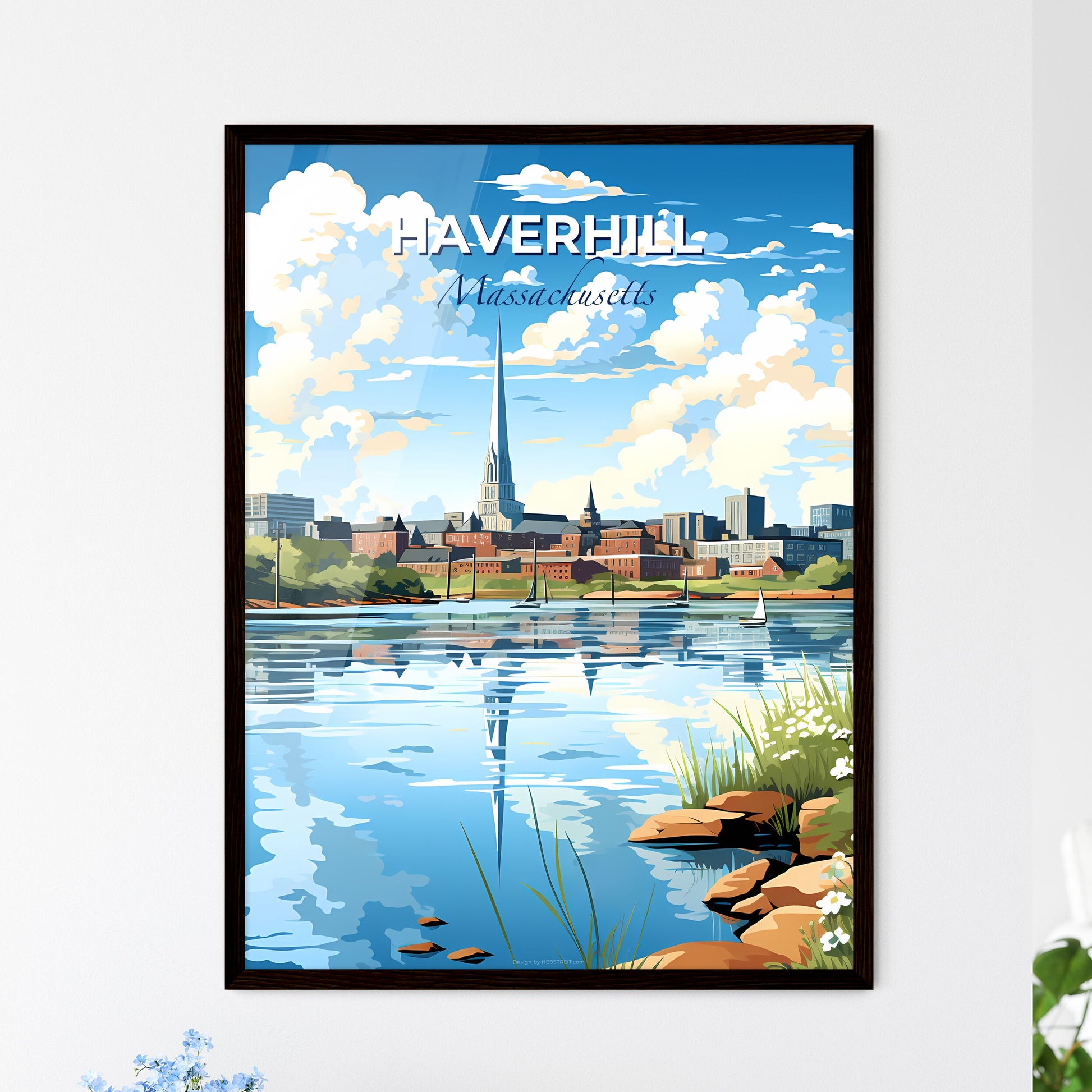 Haverhill, Massachusetts, A Poster of a water body with a city and buildings in the background Default Title