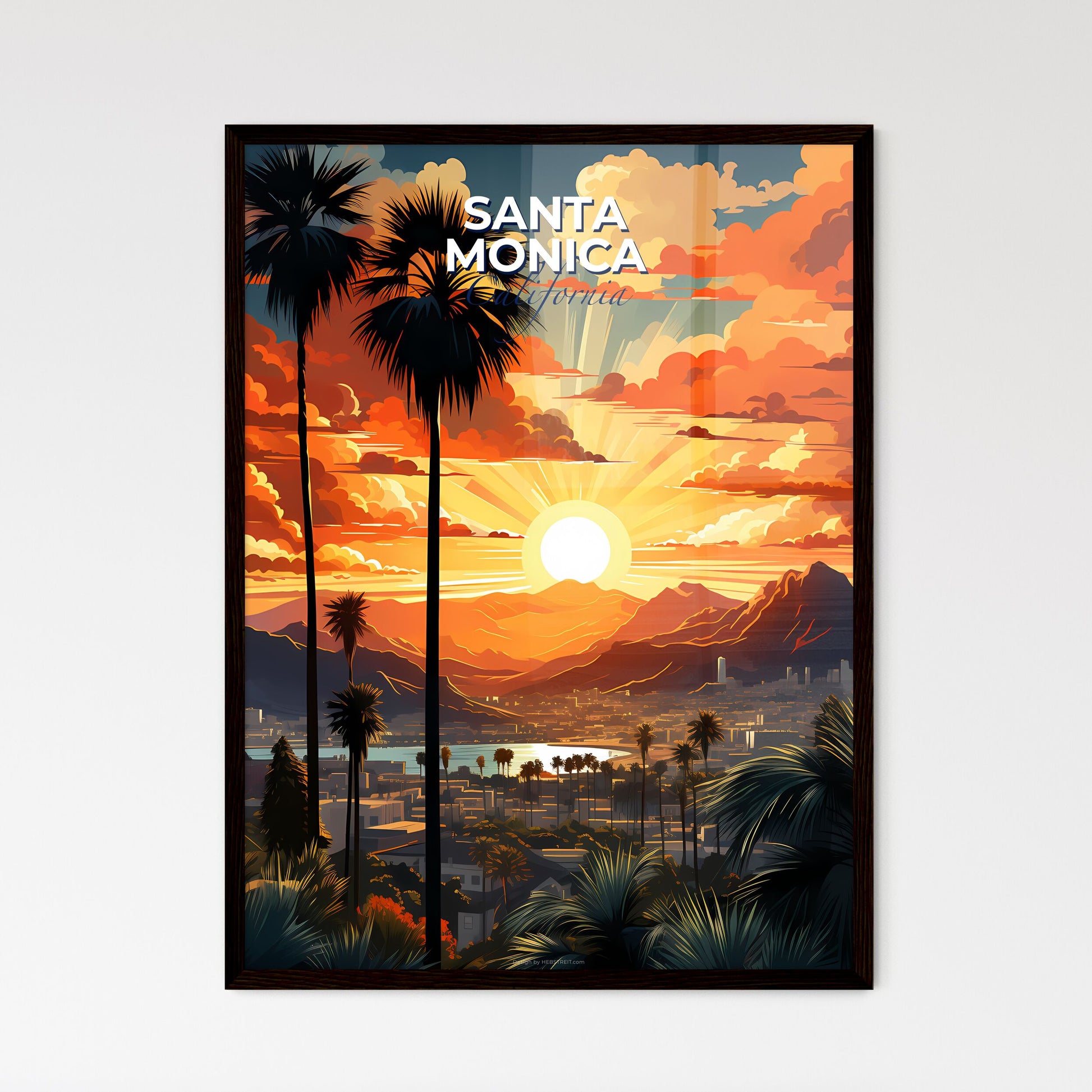 Santa Monica, California, A Poster of a sunset over a city Default Title