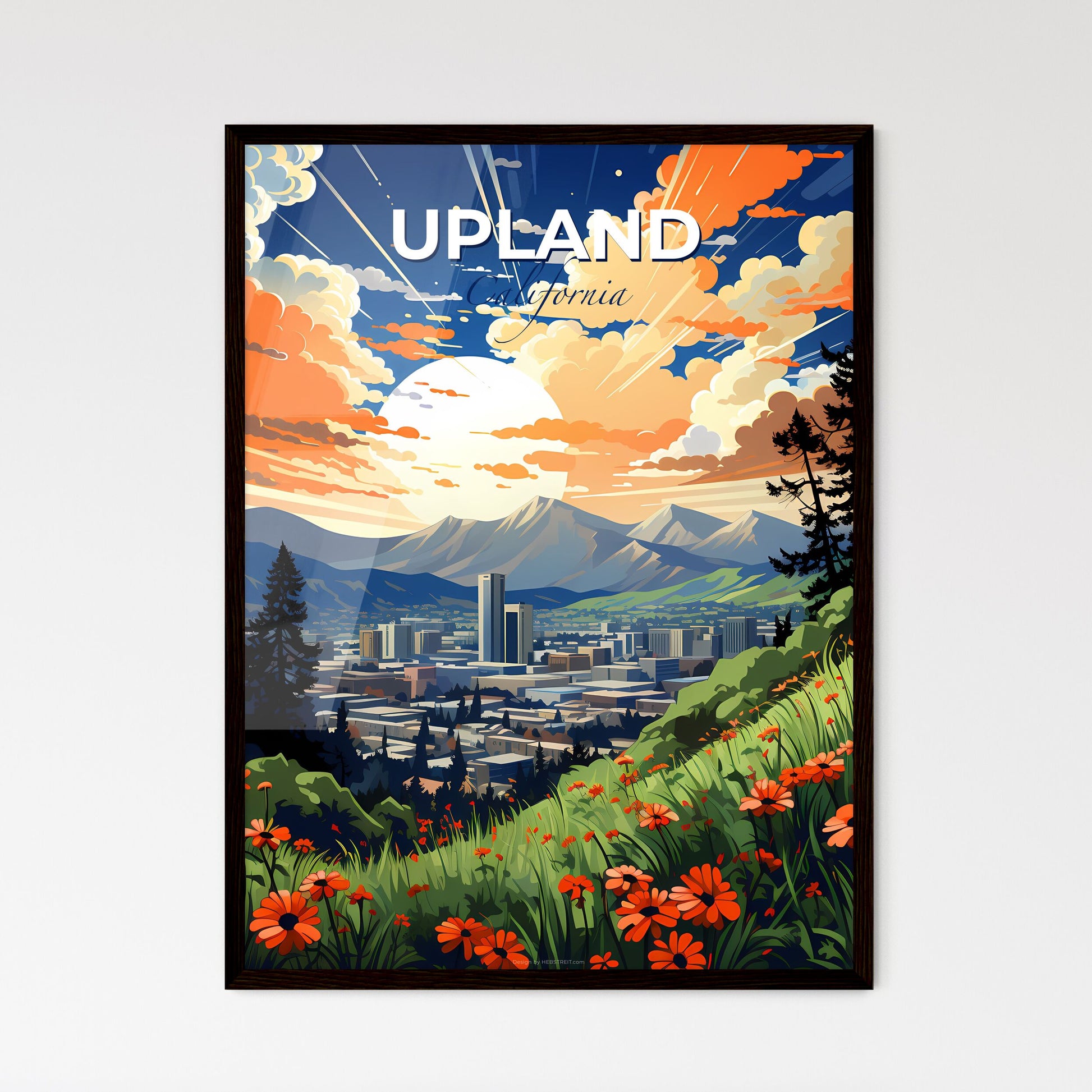 Upland, California, A Poster of a landscape of a city with mountains and trees Default Title