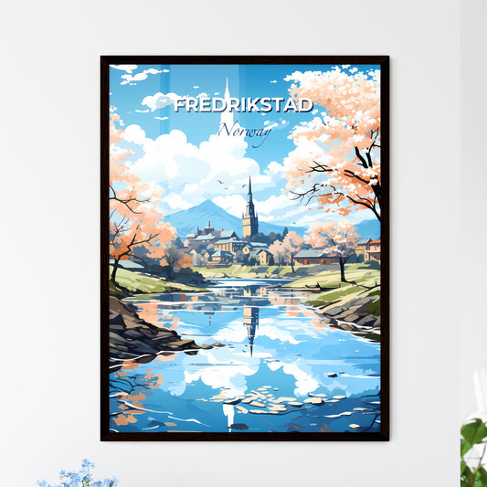 Fredrikstad, Norway, A Poster of a river with trees and a church in the background Default Title