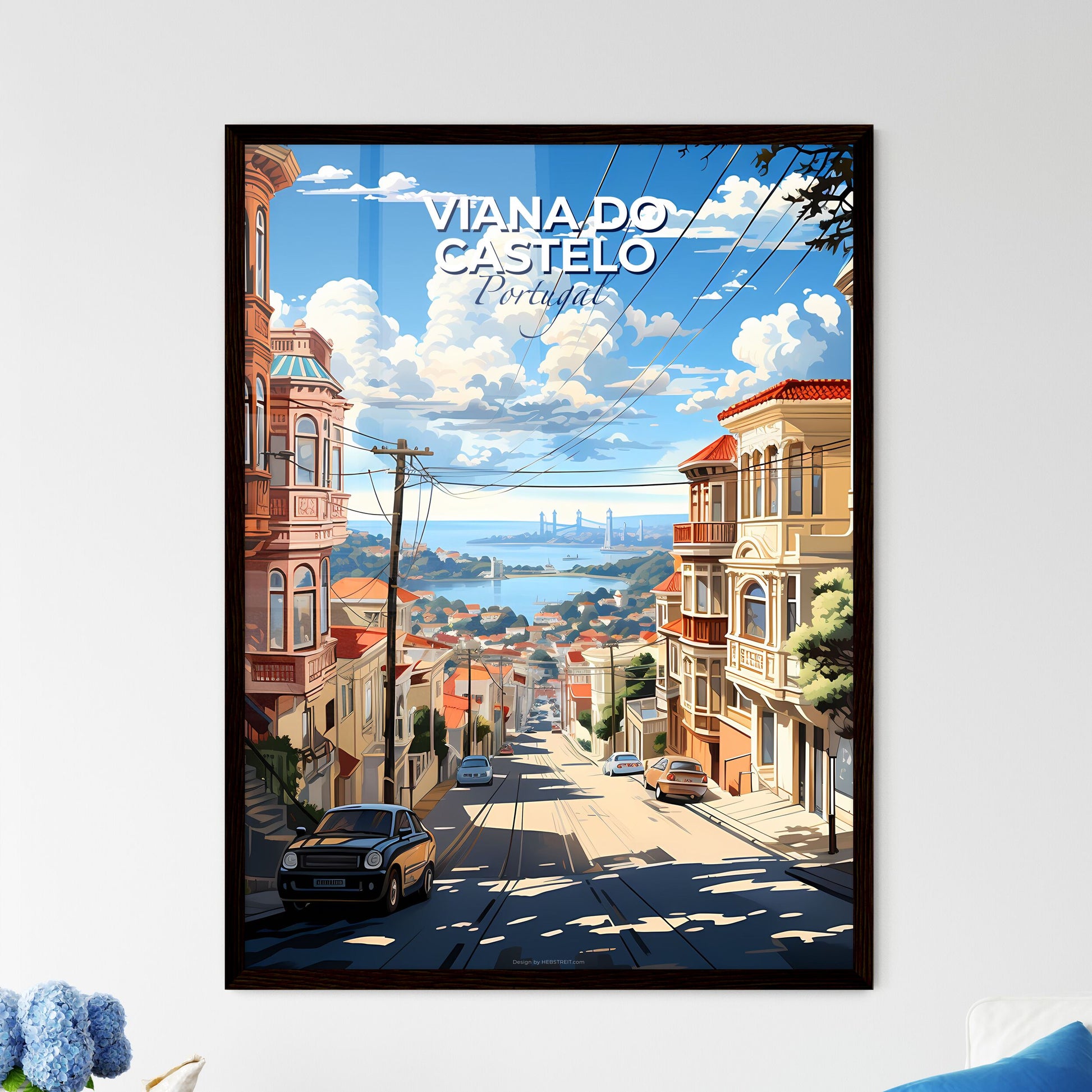 Viana Do Castelo, Portugal, A Poster of a street with cars and buildings on the side Default Title