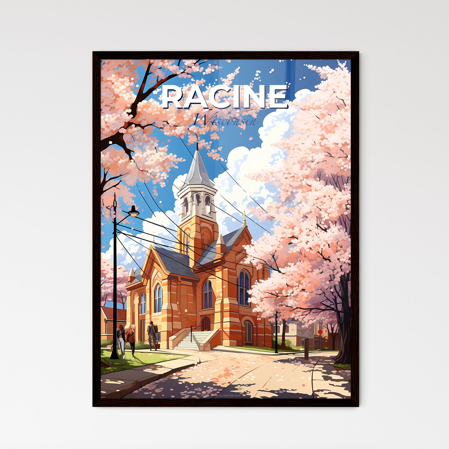 Racine, Wisconsin, A Poster of a church with a tower and trees Default Title