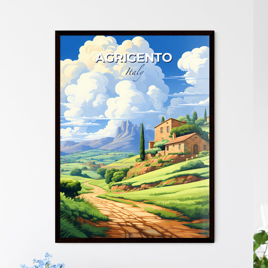 Agrigento, Italy, A Poster of a landscape with a house and a road Default Title