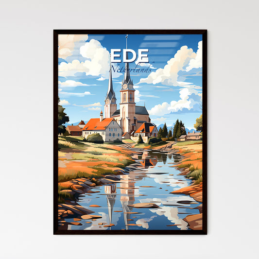 Ede, Netherlands, A Poster of a church with a river in the background Default Title