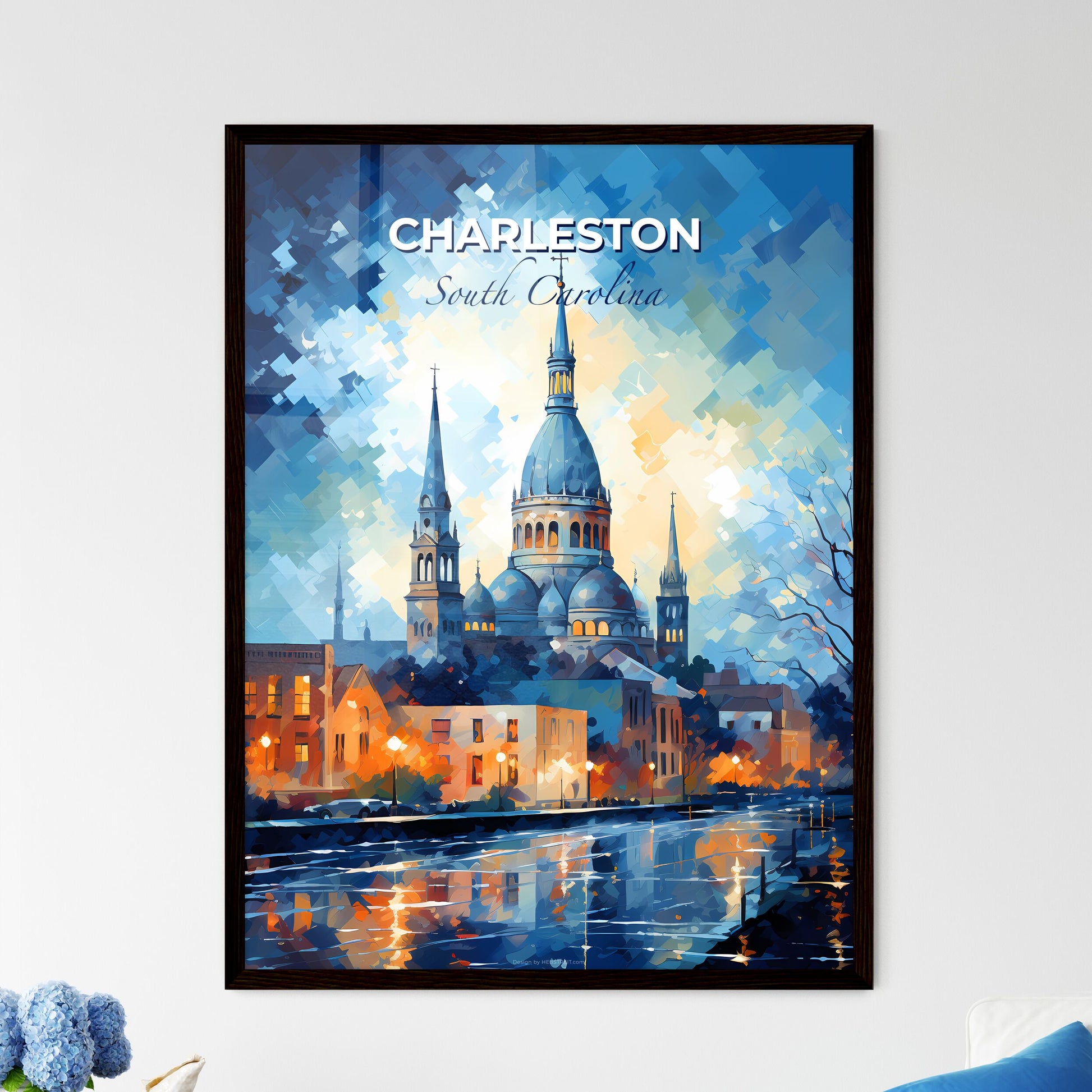 Charleston, South Carolina, A Poster of a building with towers and a river in the background Default Title