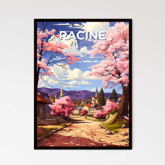 Racine, Wisconsin, A Poster of a road with pink trees and houses Default Title