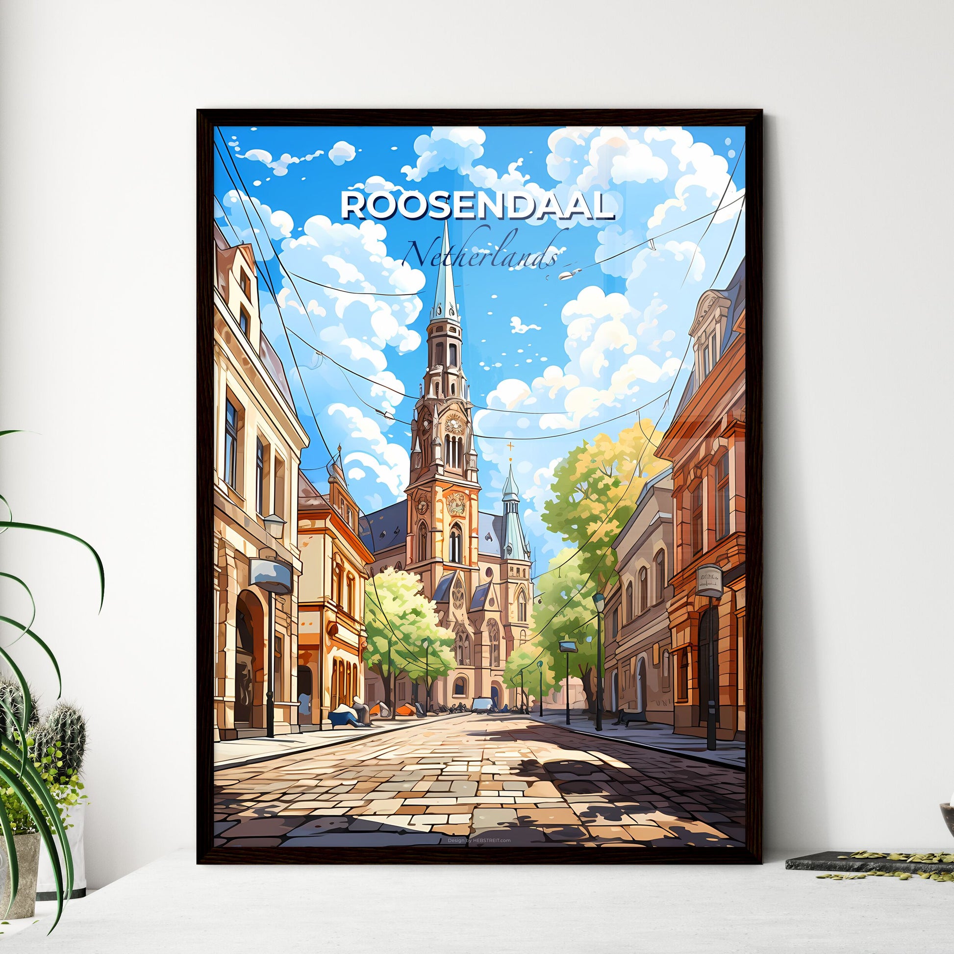 Roosendaal, Netherlands, A Poster of a street with a church and buildings Default Title