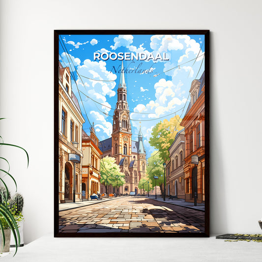 Roosendaal, Netherlands, A Poster of a street with a church and buildings Default Title