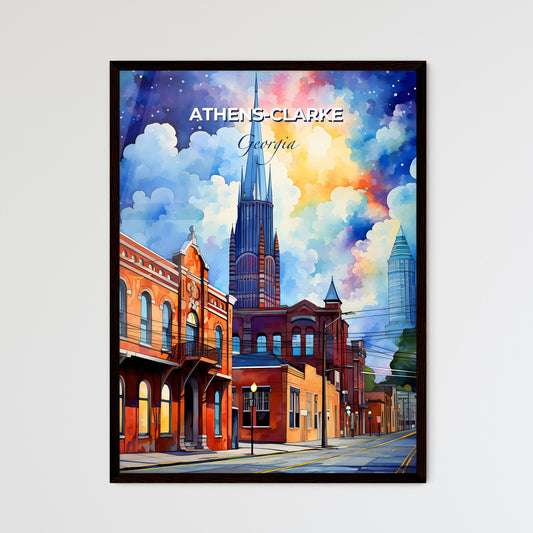 Athens-Clarke, Georgia, A Poster of a street with buildings and a tall tower Default Title