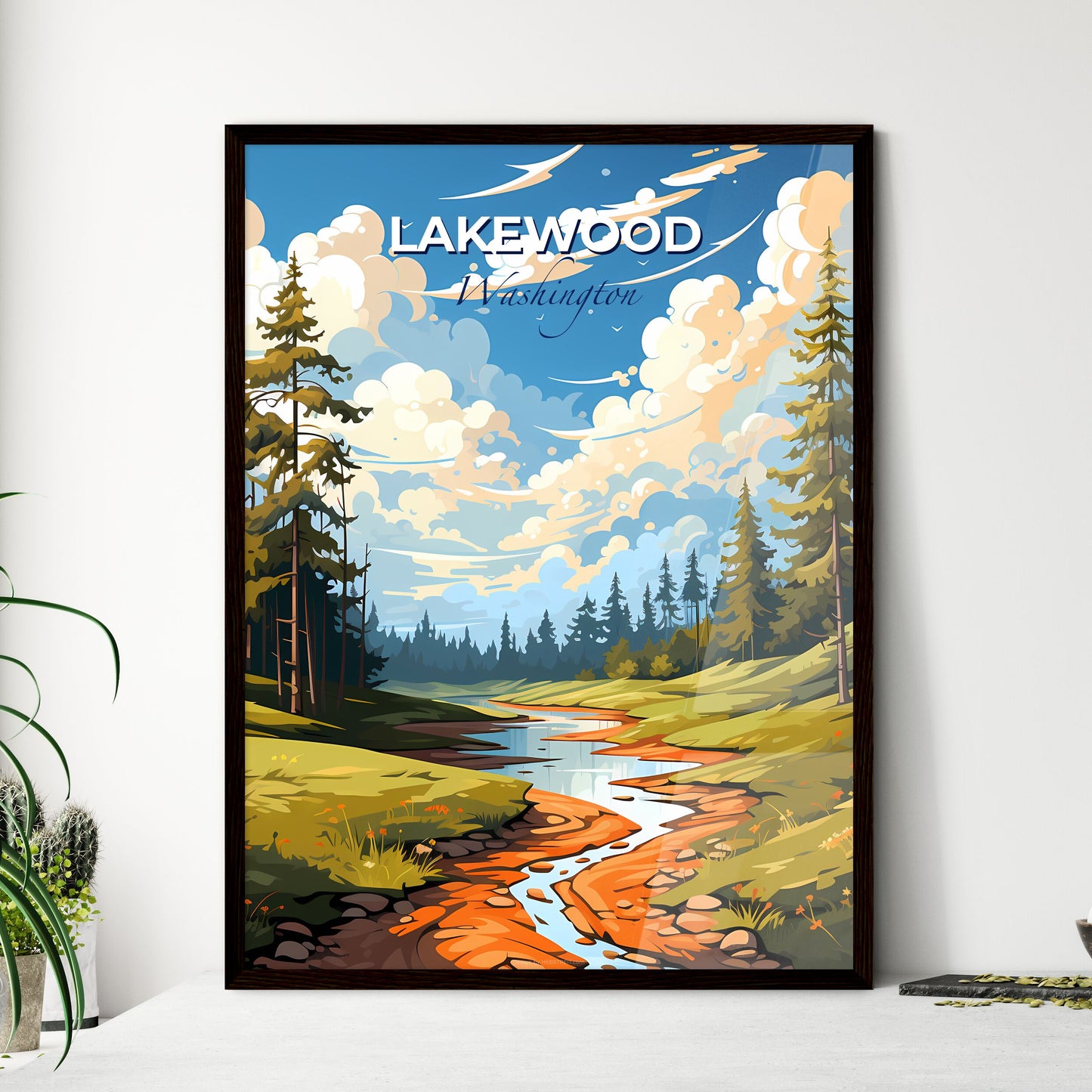 Lakewood, Washington, A Poster of a river running through a forest Default Title