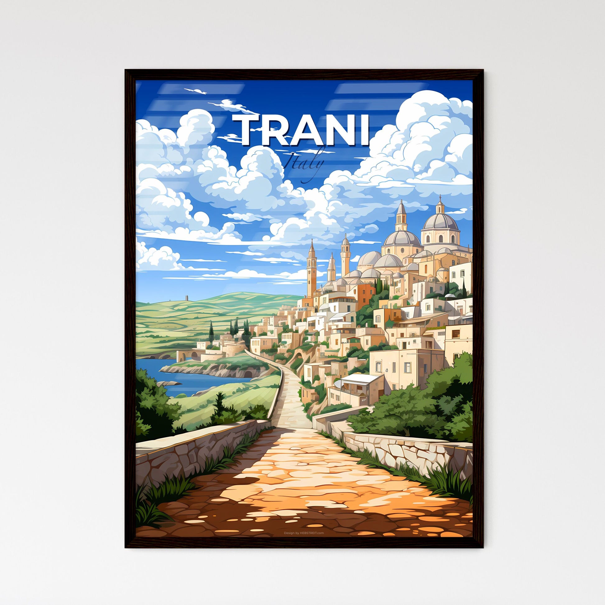 Trani, Italy, A Poster of a stone path leading to a town Default Title