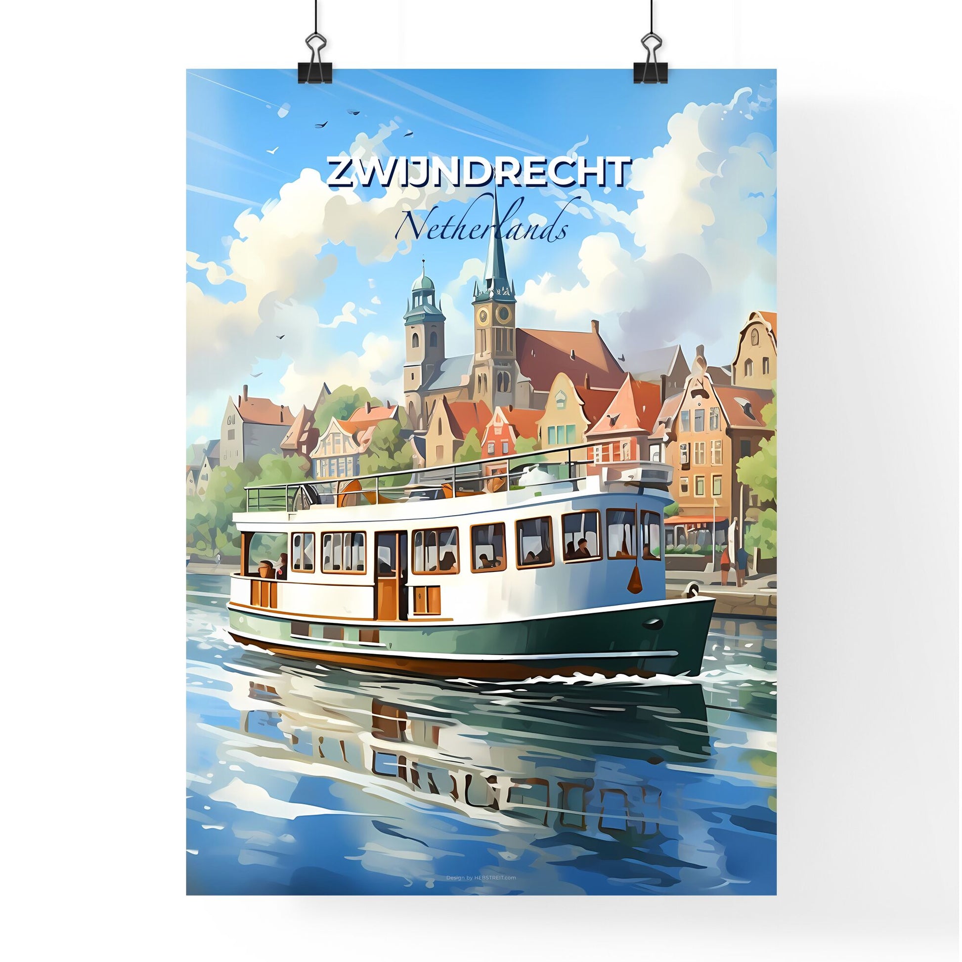 Zwijndrecht, Netherlands, A Poster of a boat on a river Default Title