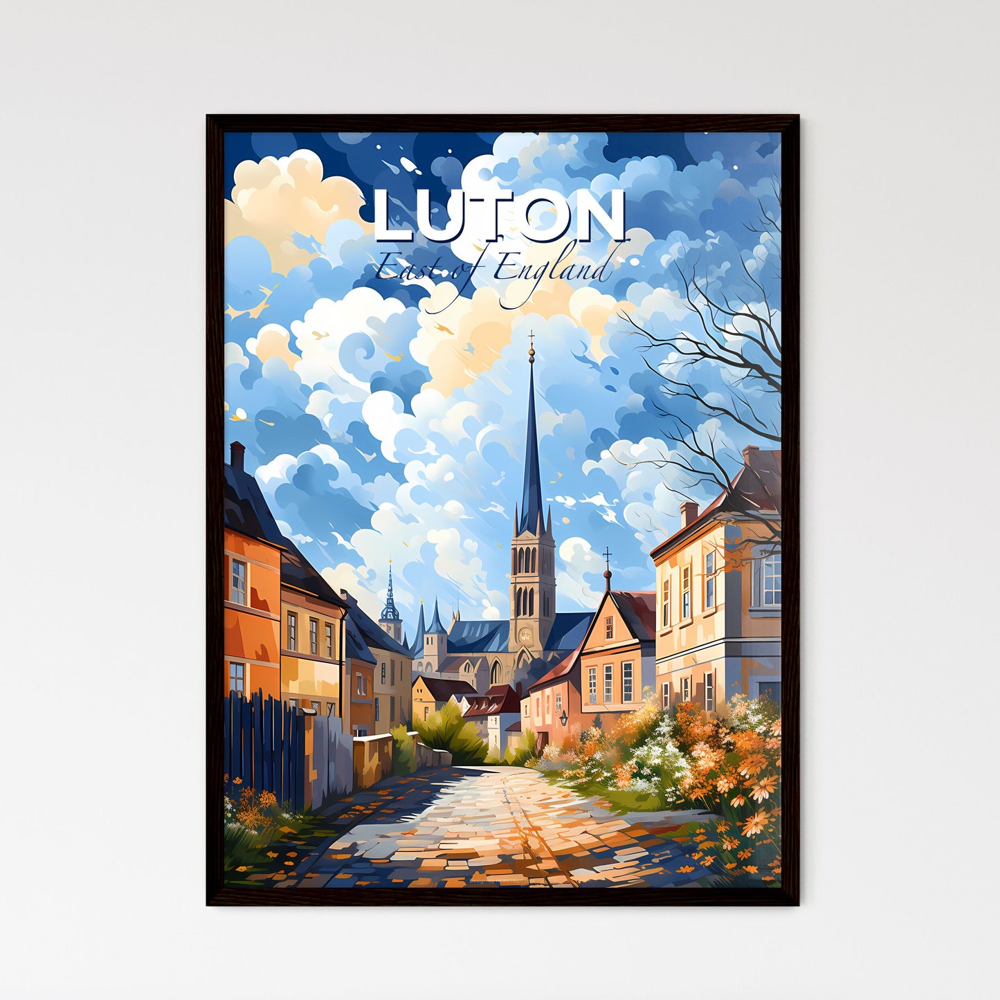 Luton, East of England, A Poster of a street with a church in the background Default Title