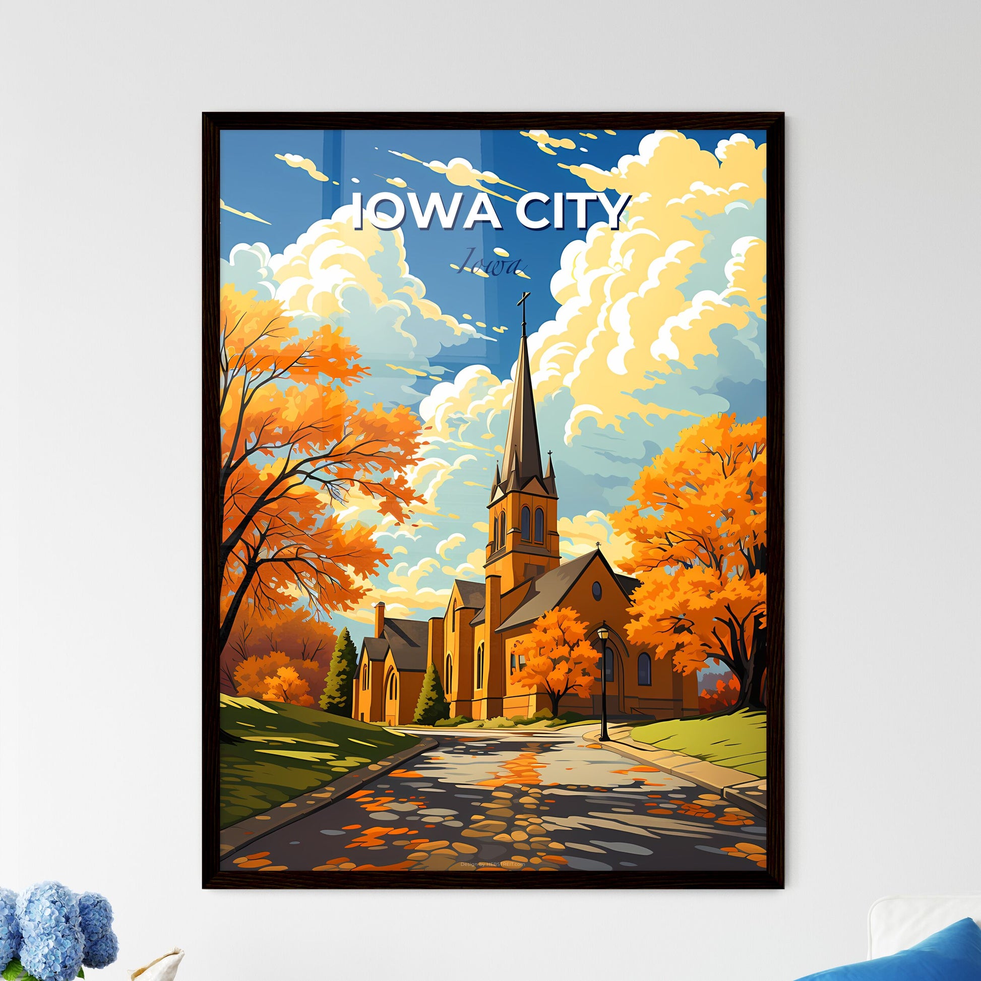 Iowa City, Iowa, A Poster of a church with trees and a road Default Title
