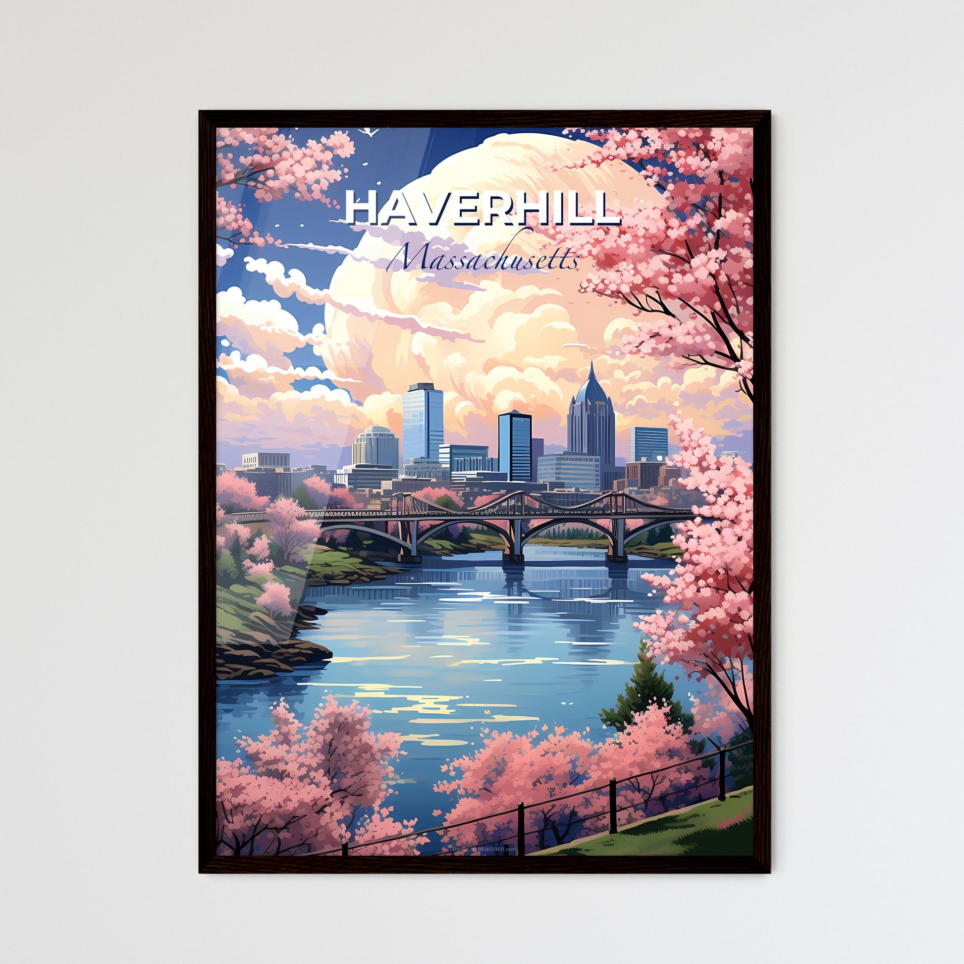 Haverhill, Massachusetts, A Poster of a river with a bridge and a city in the background Default Title