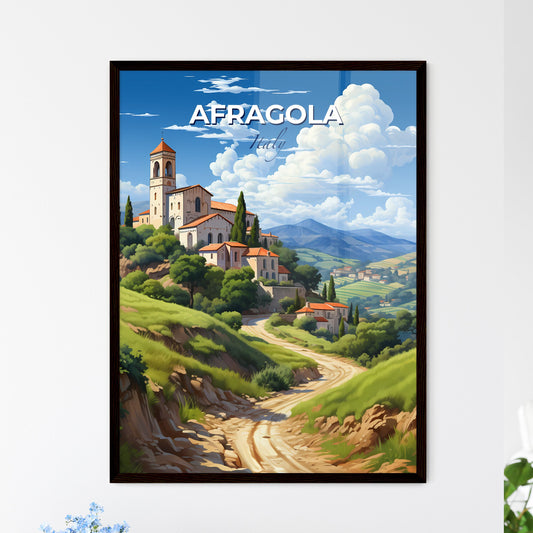 Afragola, Italy, A Poster of a landscape with a road and buildings on a hill Default Title