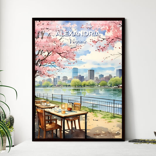 Alexandria, Virginia, A Poster of a watercolor of a park with a table and chairs and a lake Default Title