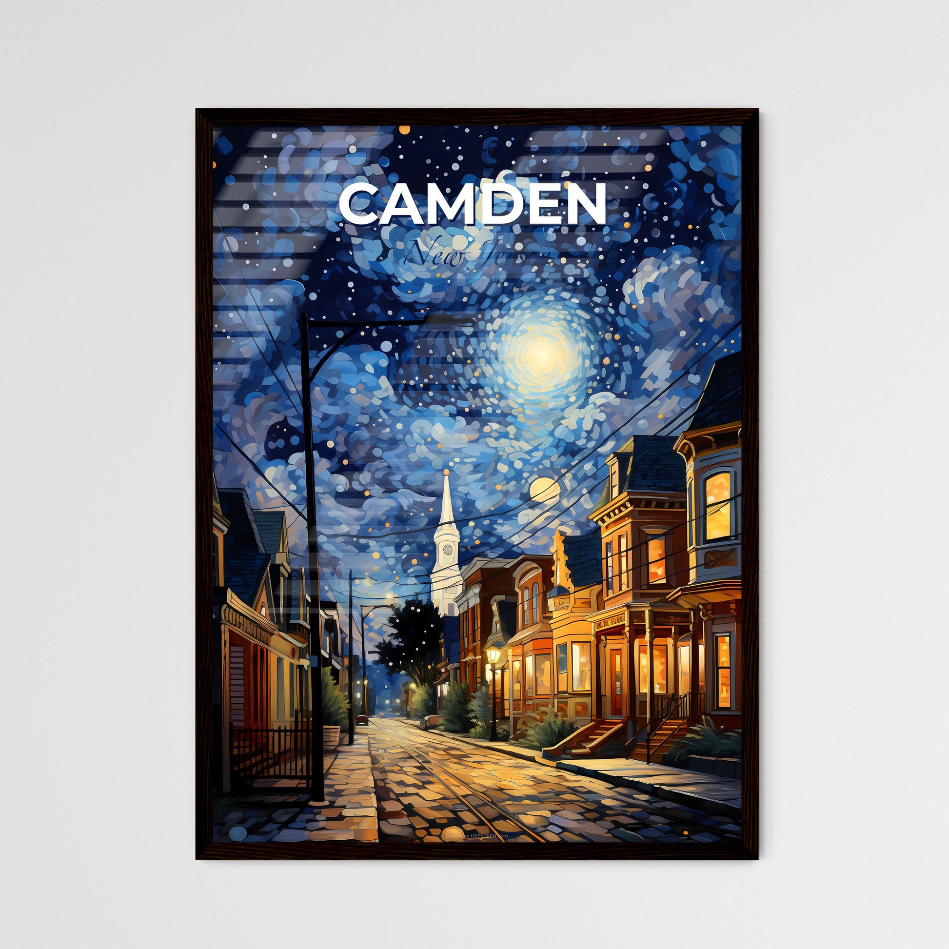 Camden, New Jersey, A Poster of a street with houses and a church in the background Default Title