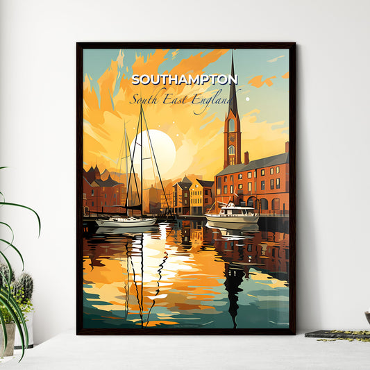 Southampton, South East England, A Poster of a painting of a city with boats and buildings Default Title