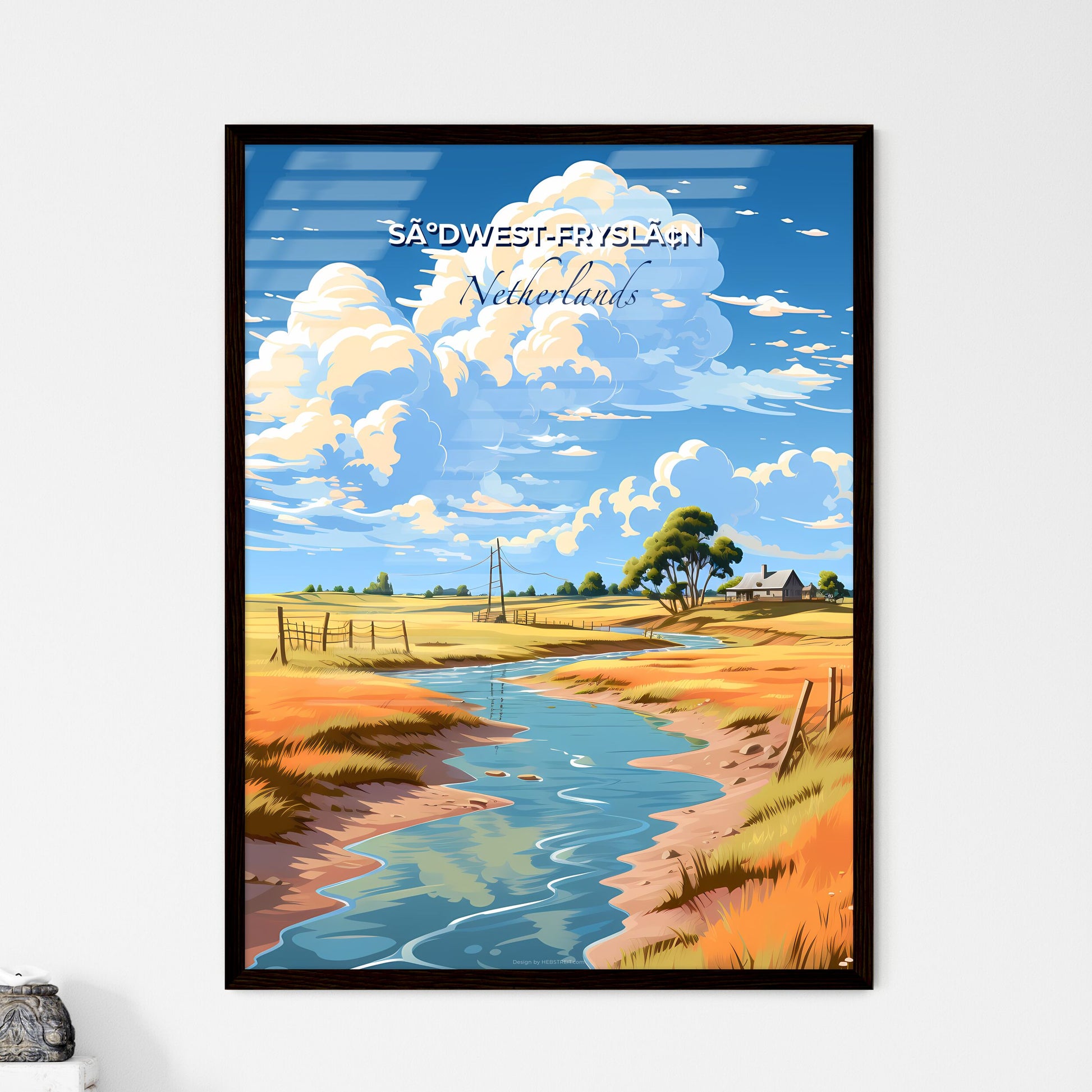 SãºDwest-Fryslã¢N, Netherlands, A Poster of a stream running through a field Default Title