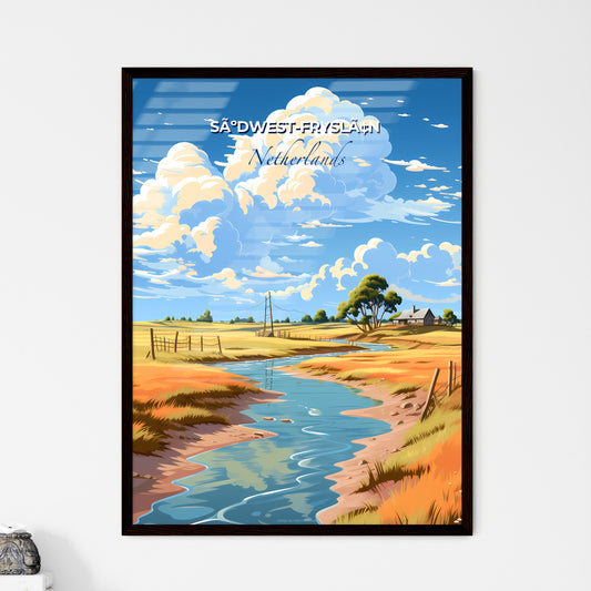 SãºDwest-Fryslã¢N, Netherlands, A Poster of a stream running through a field Default Title
