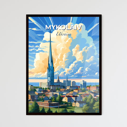 Mykolaiv, Ukraine, A Poster of a city with a tall tower and a cloudy sky Default Title