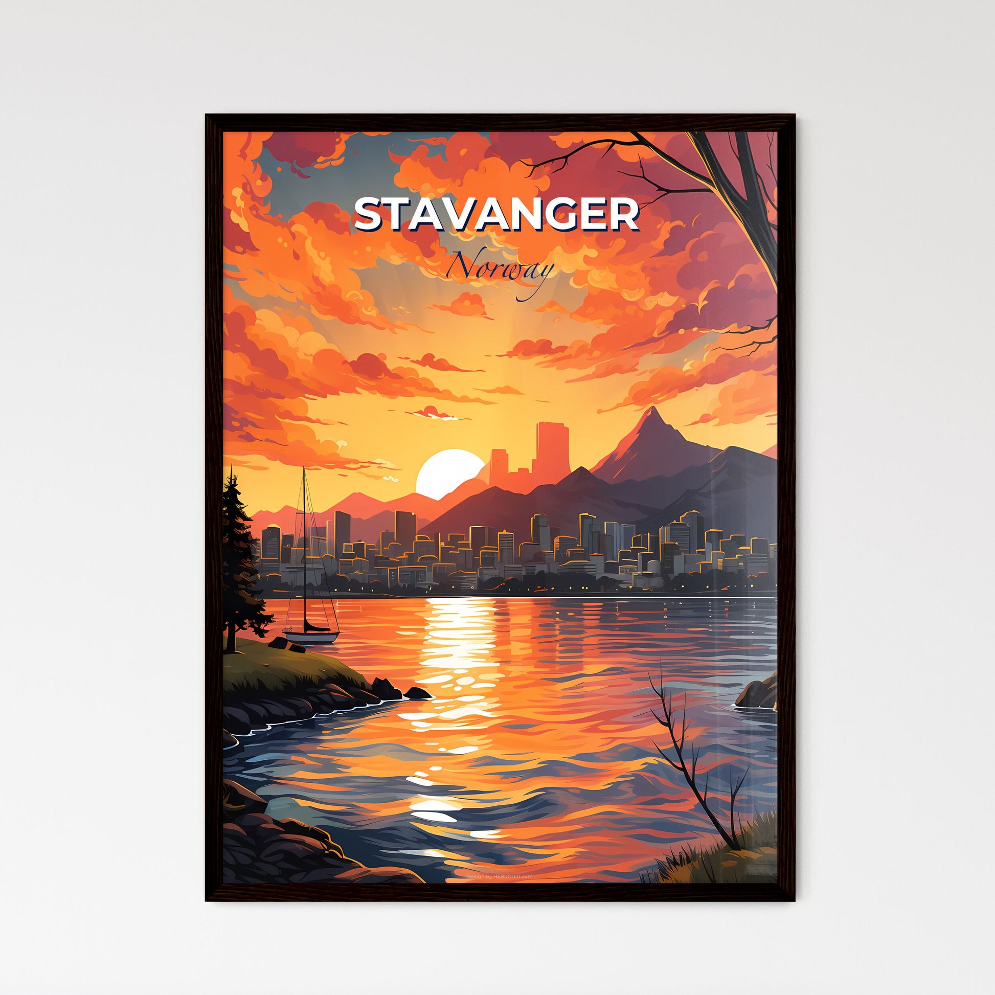 Stavanger, Norway, A Poster of a sunset over a city Default Title