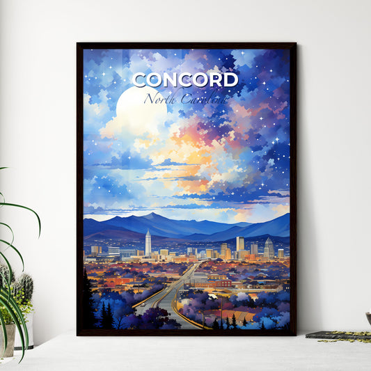 Concord, North Carolina, A Poster of a cityscape with mountains and moon Default Title