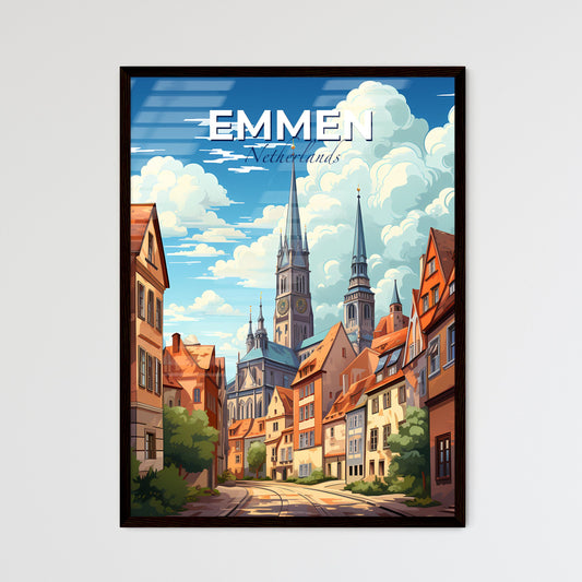 Emmen, Netherlands, A Poster of a city with a church and buildings Default Title