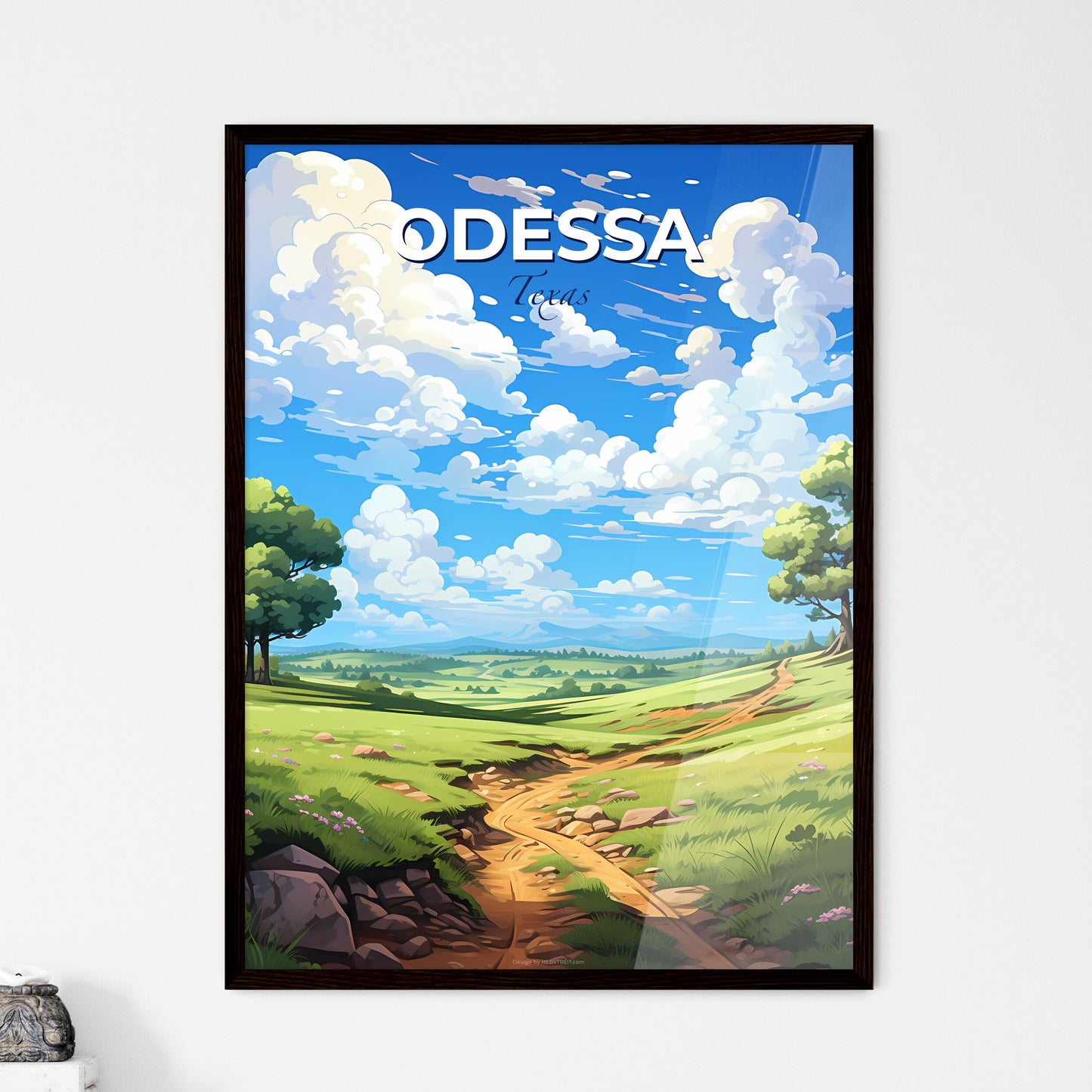 Odessa, Texas, A Poster of a landscape with a dirt road and trees Default Title